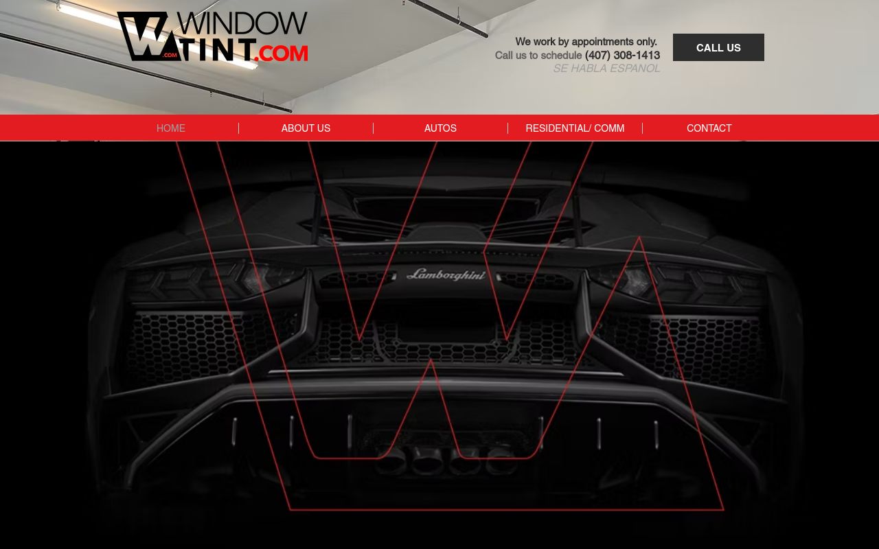 Homepage of Window Tint. Com's website