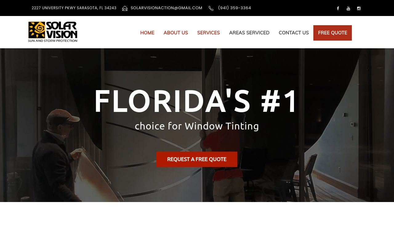 Homepage of Solar Vision Window Tinting's website