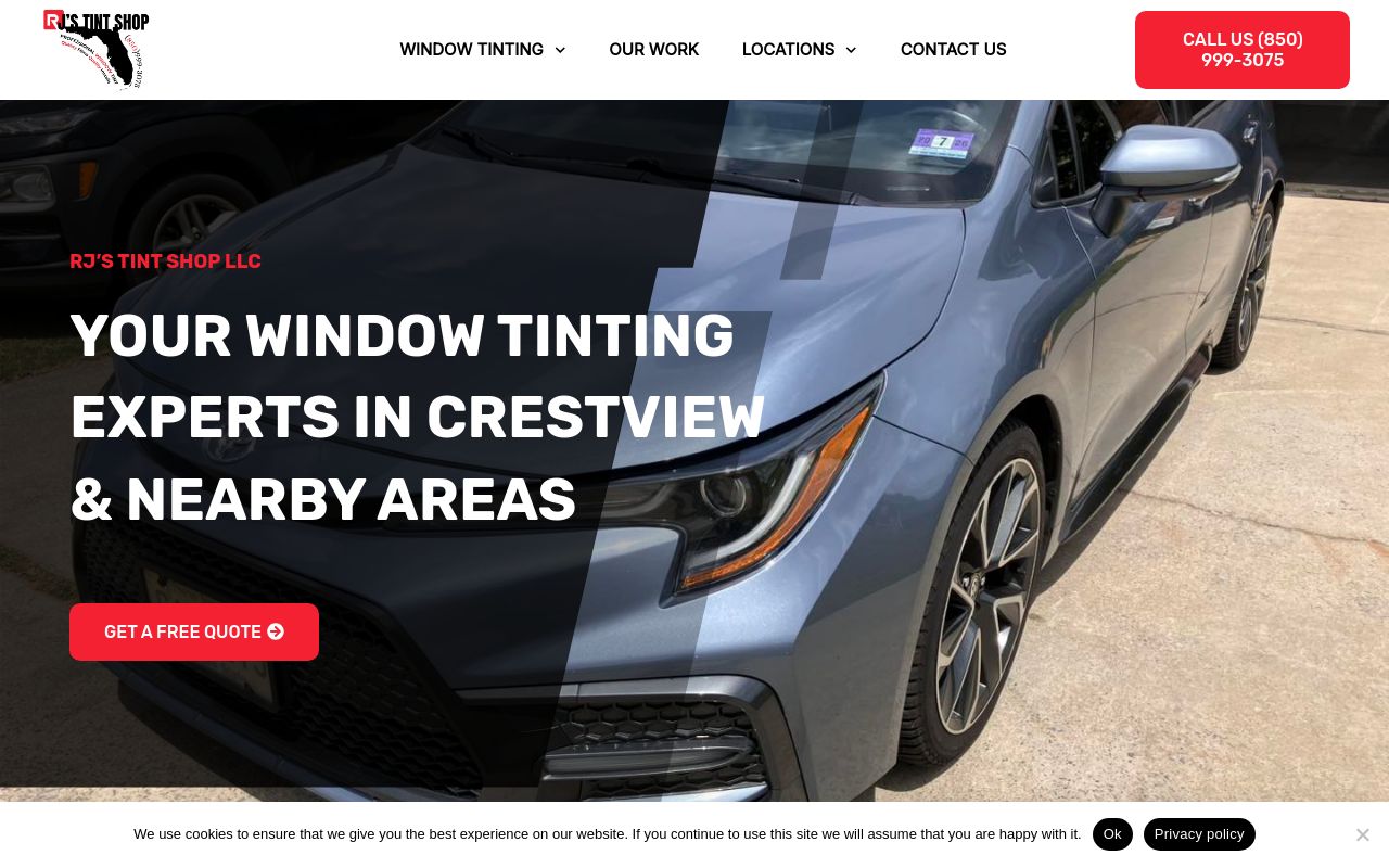Homepage of RJ’s Tint Shop LLC's website