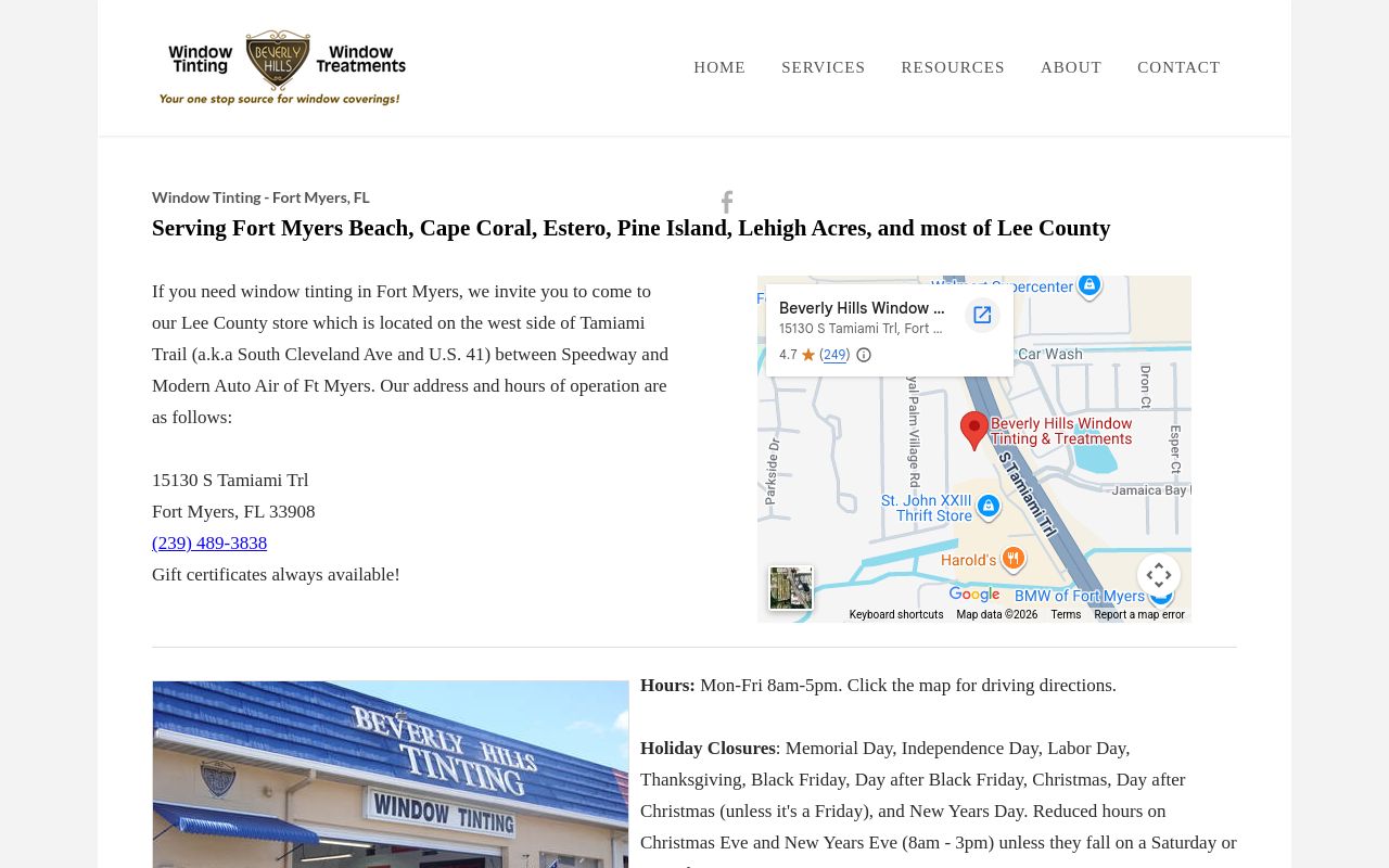 Homepage of Beverly Hills Window Tinting & Treatments's website