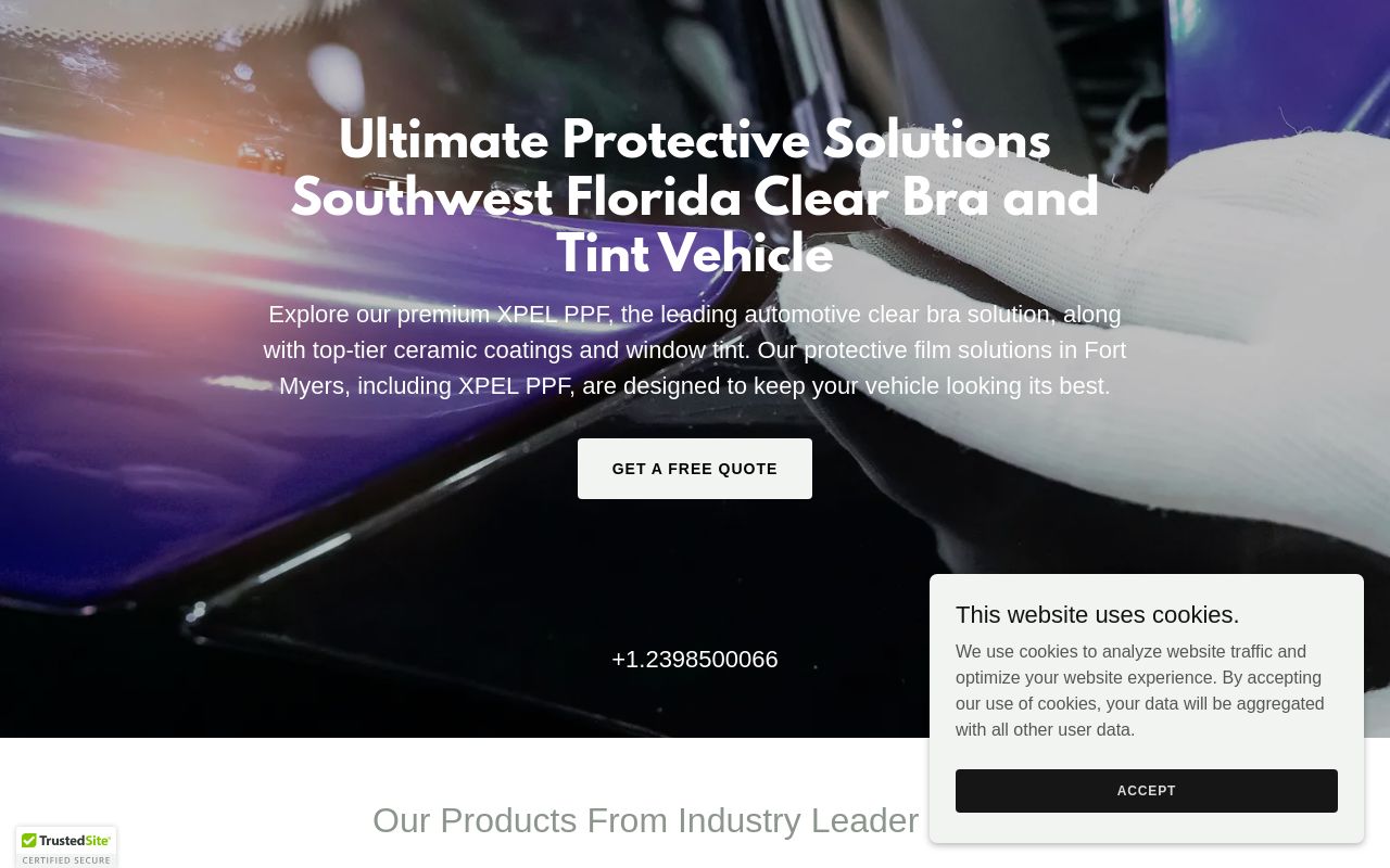 Homepage of Ultimate Protective Solutions dba: Southwest Florida Clear Bra and Tint's website