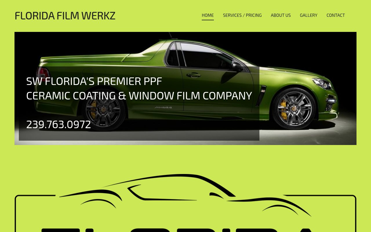 Homepage of Florida Film Werkz's website