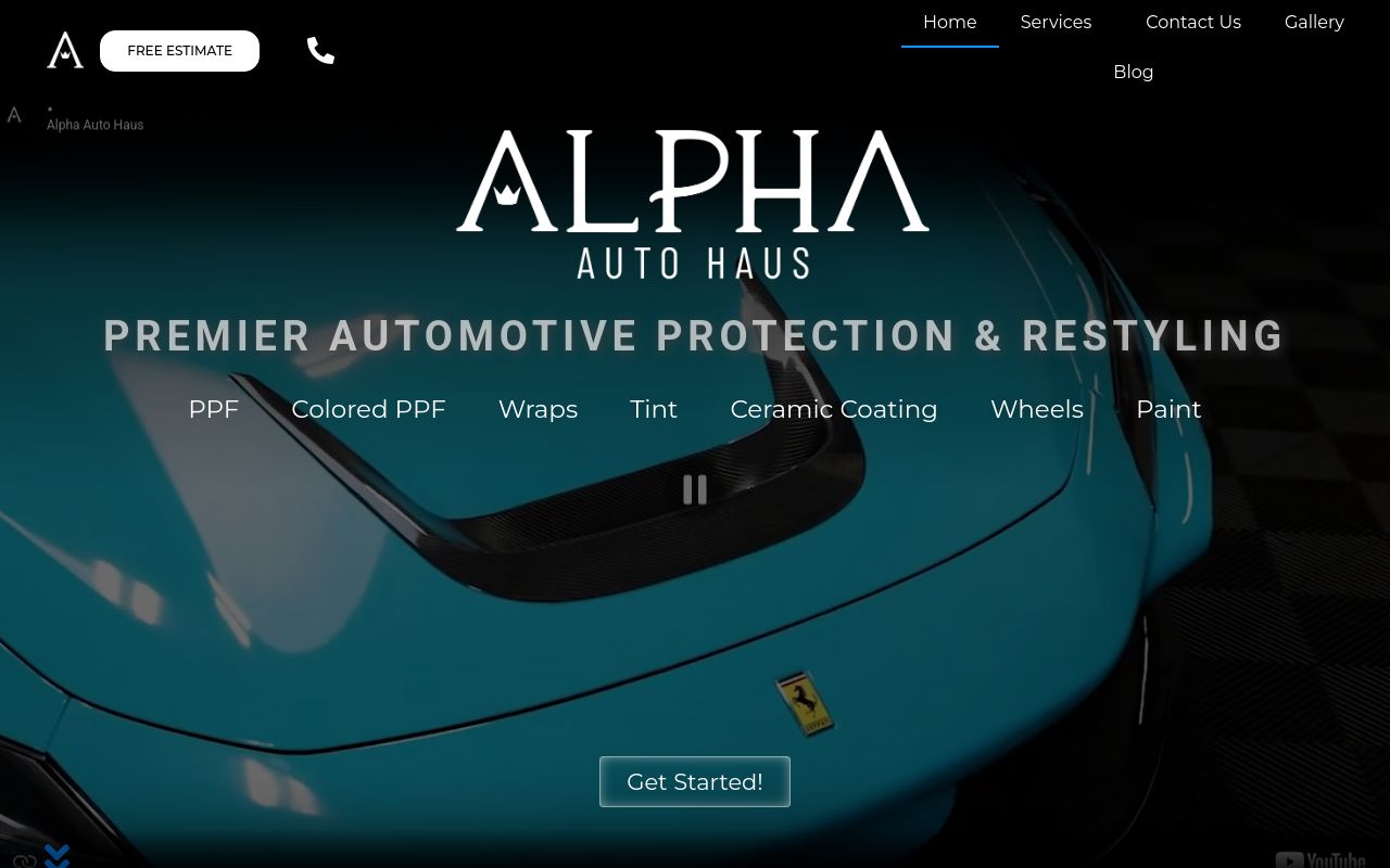 Homepage of Alpha Auto Haus's website