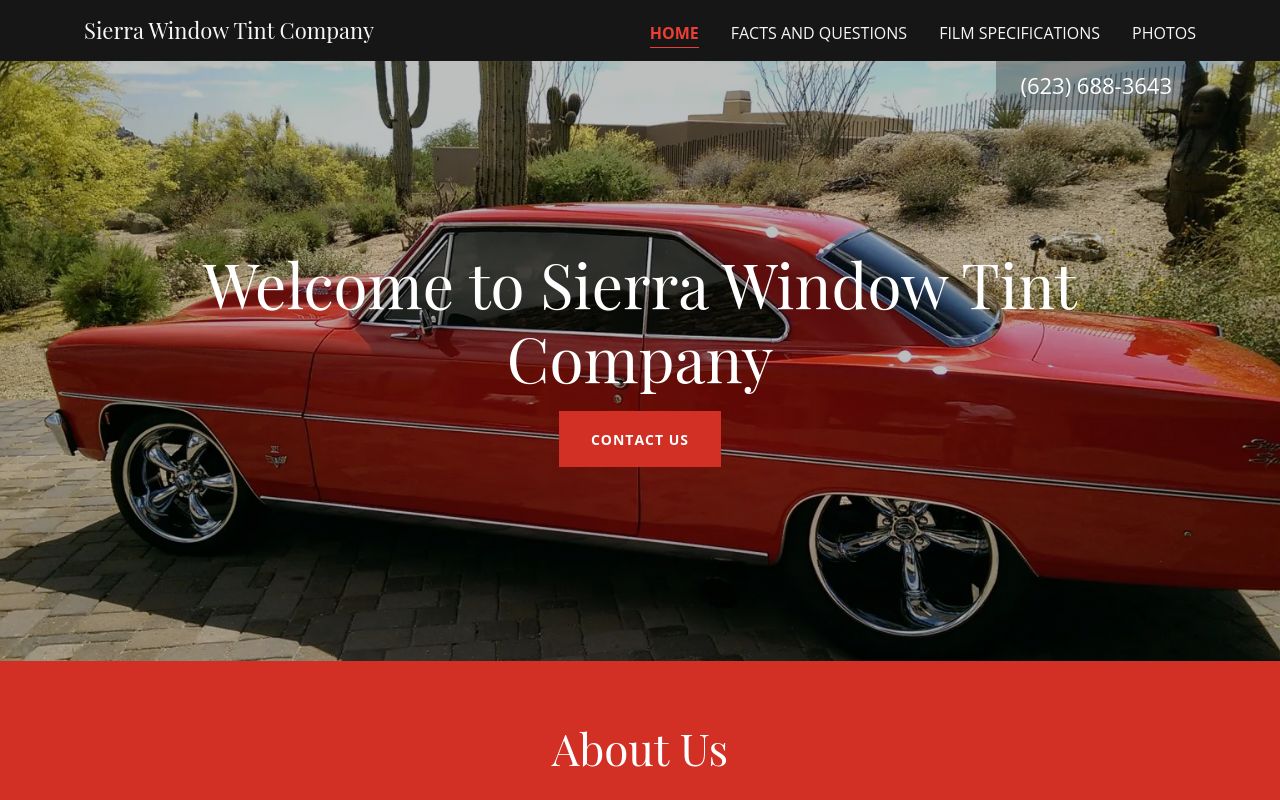 Homepage of Sierra Window Tint - Mobile Service's website
