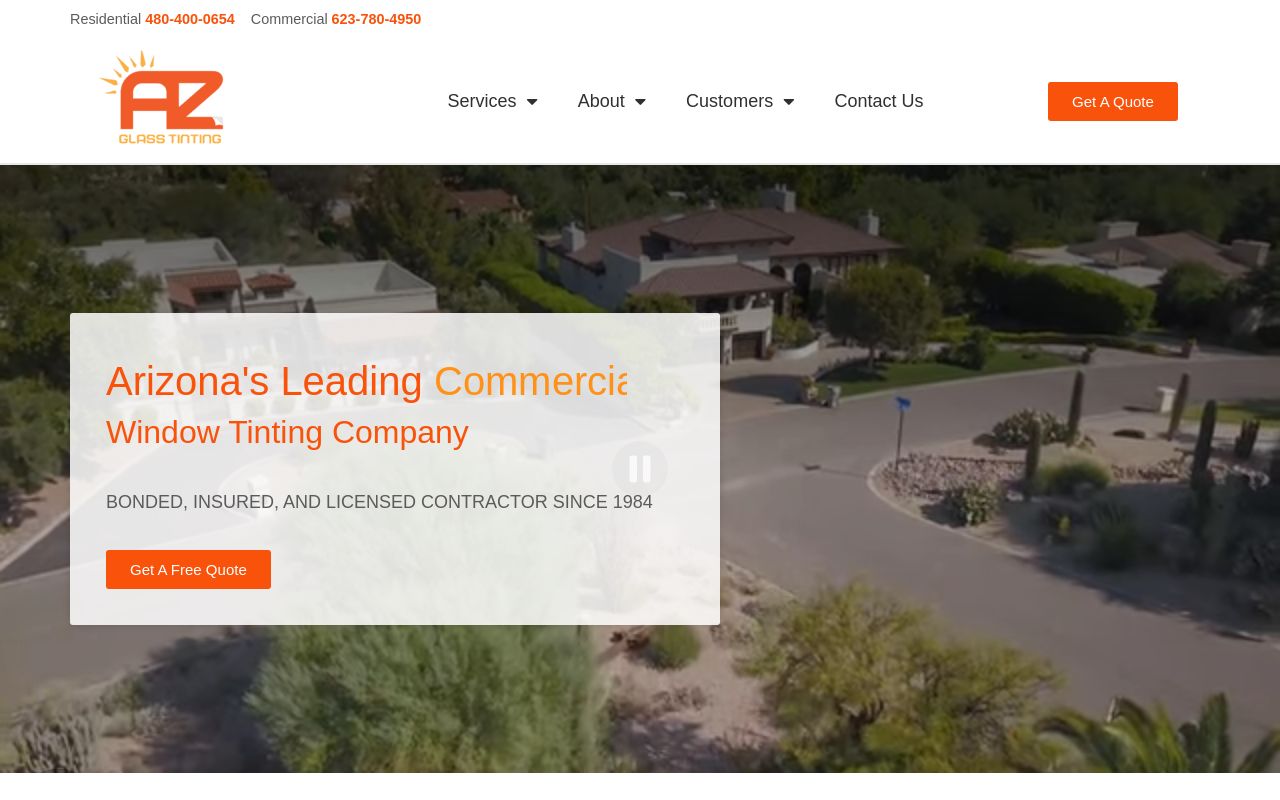 Homepage of AZ Glass Tinting's website