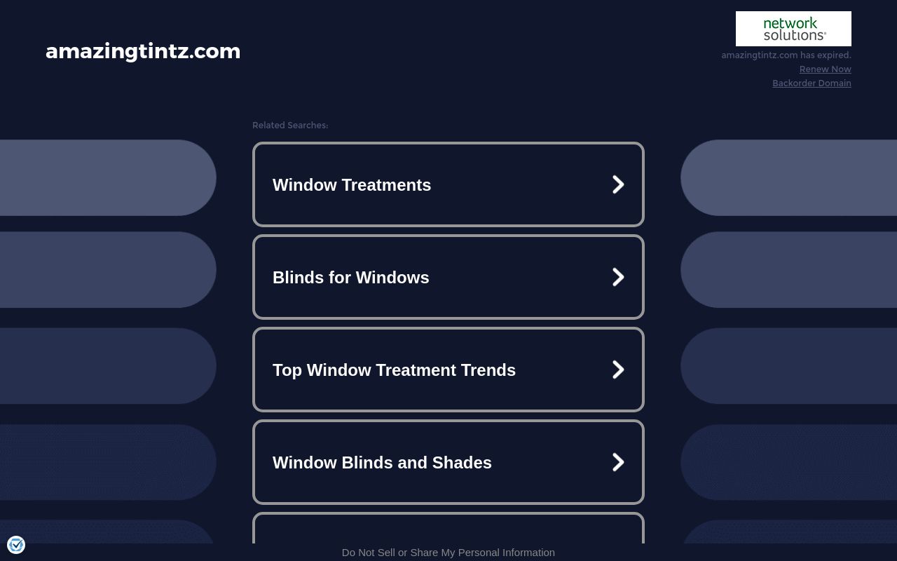 Homepage of Amazing tintz's website