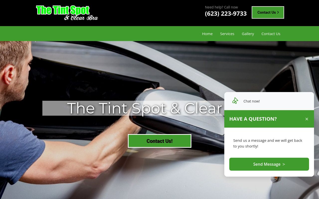 Homepage of The Tint Spot & Clear Bra's website