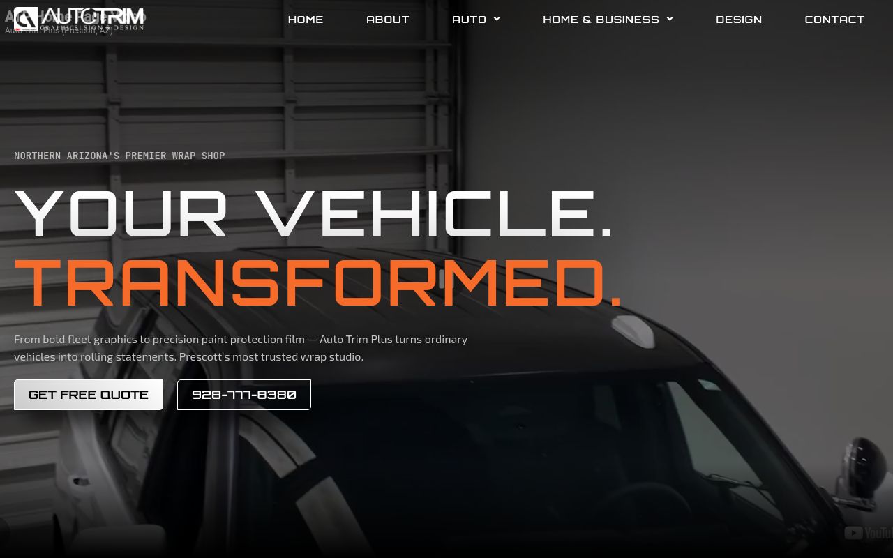 Homepage of Auto Trim Plus's website