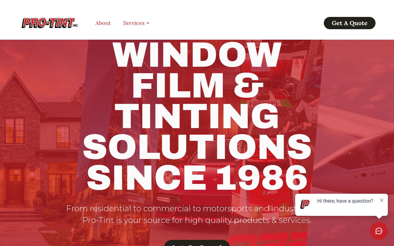 Homepage of Pro-Tint, Inc.'s website