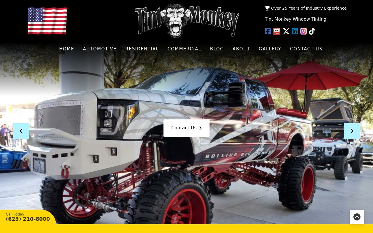 Homepage of Tint Monkey's website