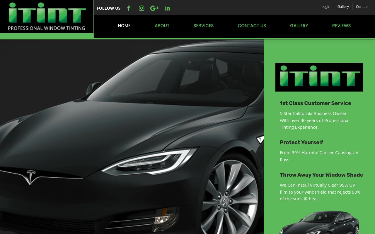 Homepage of iTint Window Tinting, Peoria Az's website