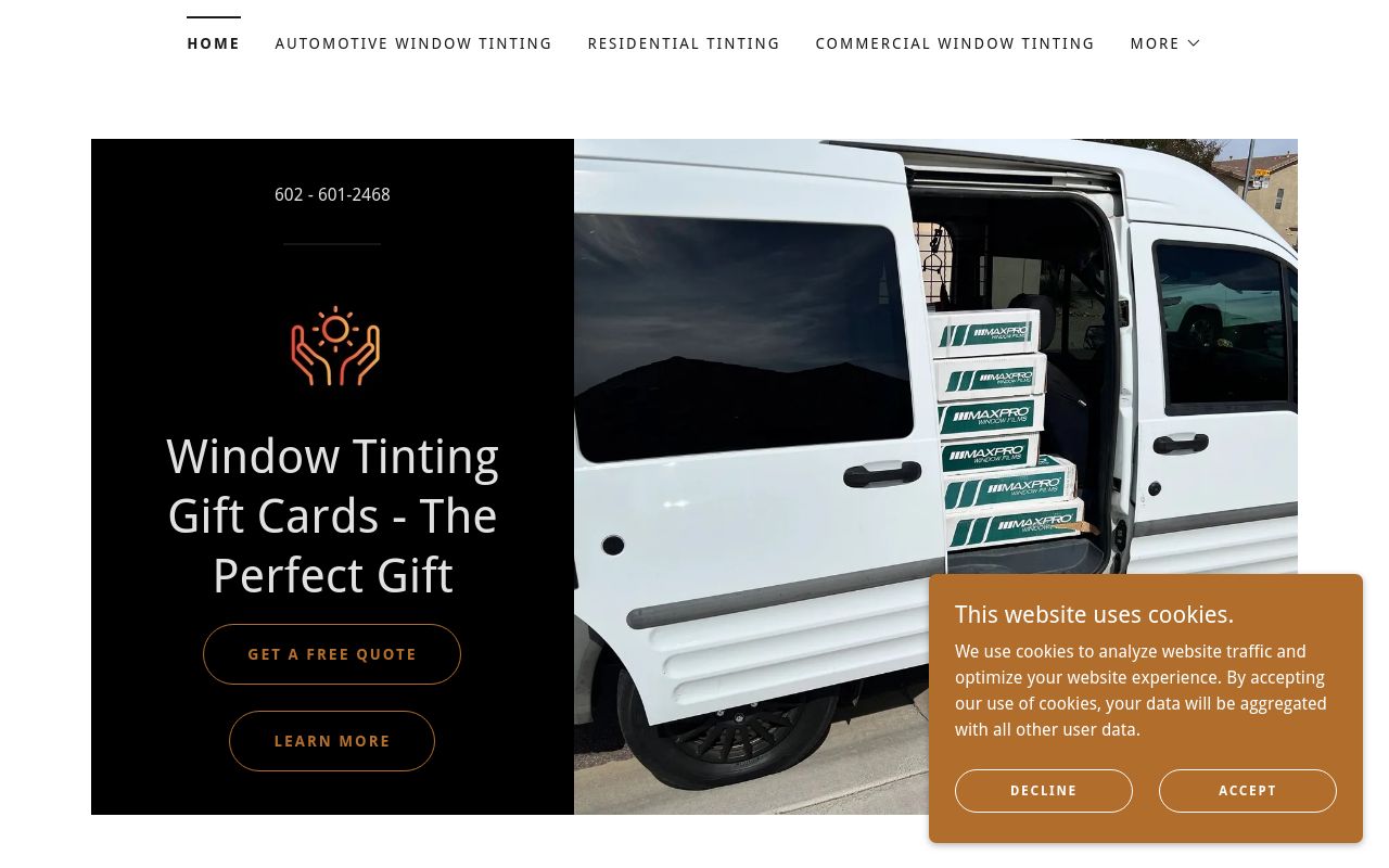 Homepage of SunTrust Mobile Window Tinting's website