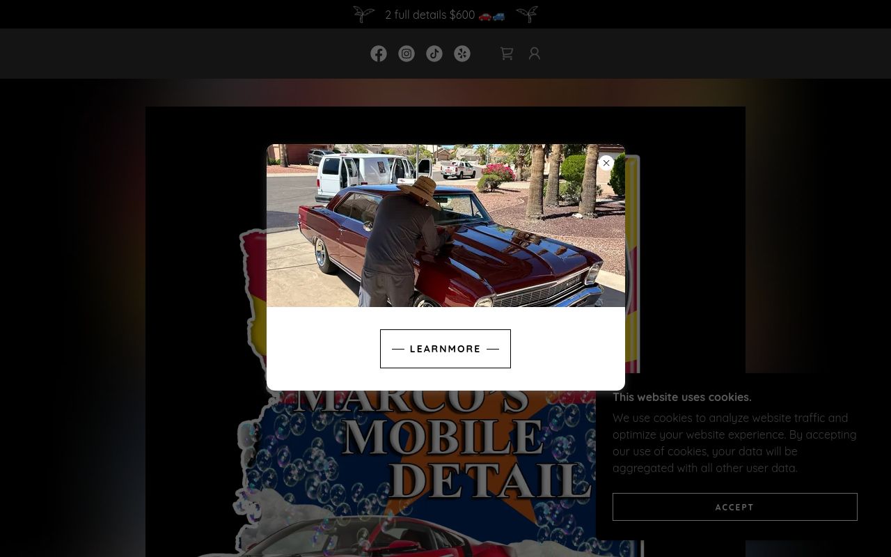Homepage of MMD Marco’s Mobile Detail LLC's website