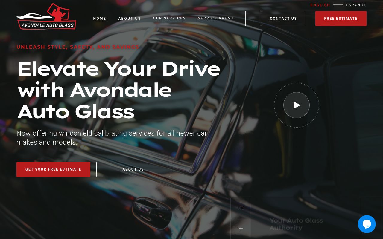 Homepage of Auto Glass Avondale & Window Tinting's website