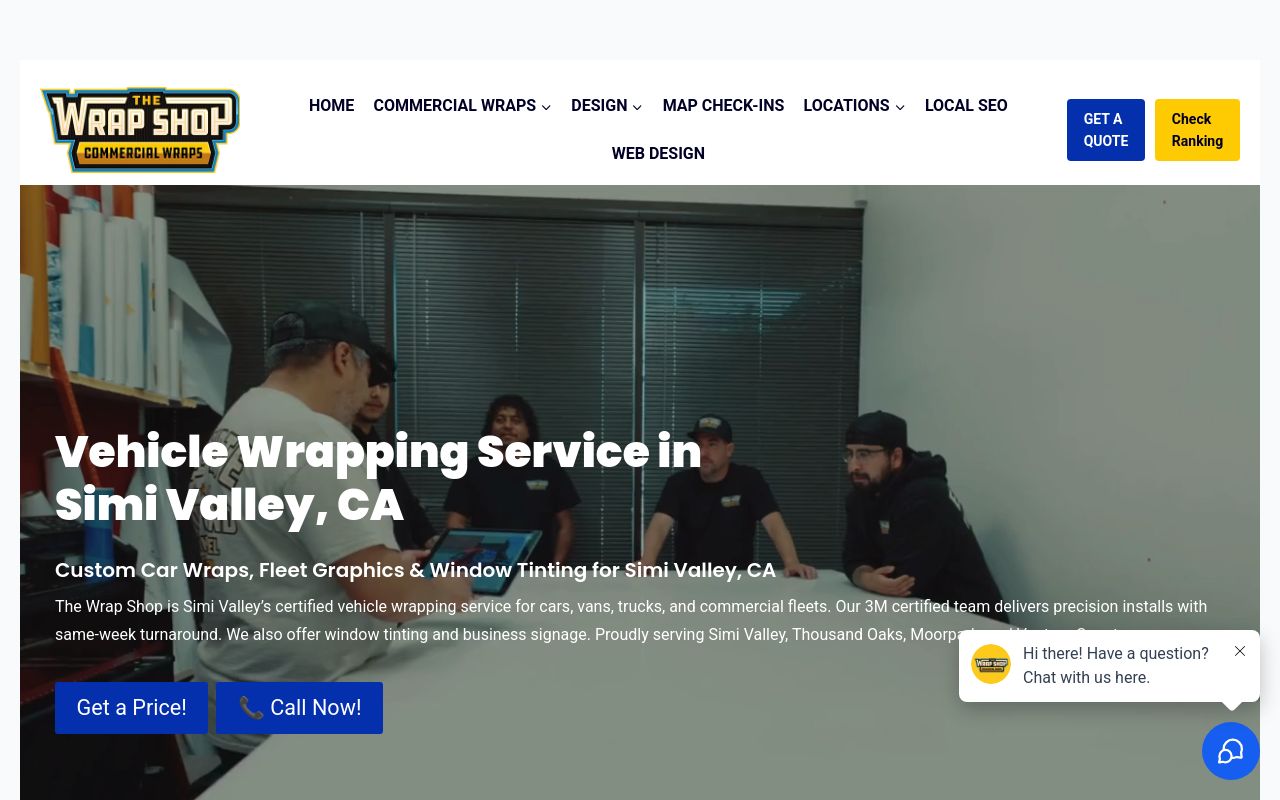 Homepage of The Wrap Shop's website