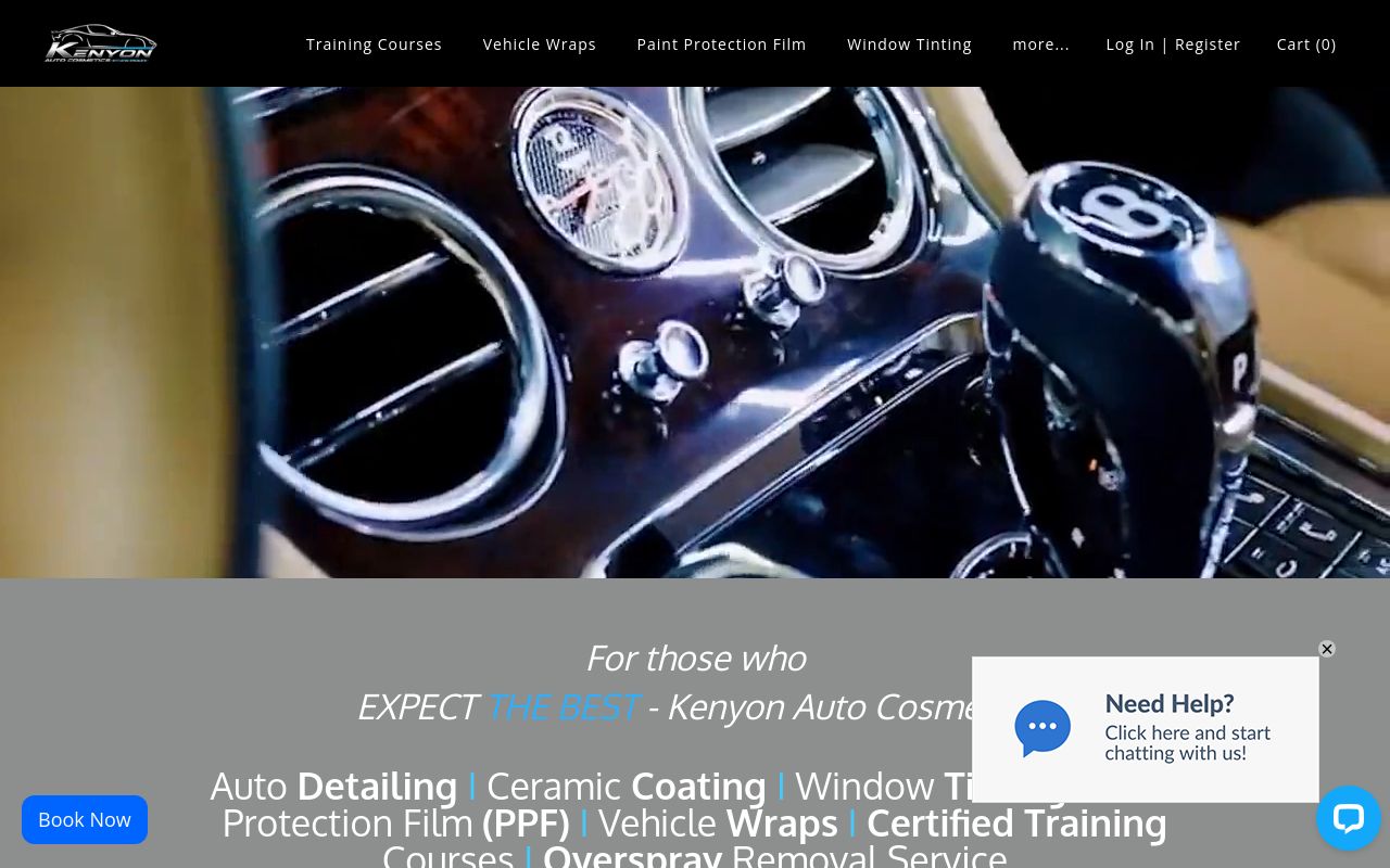 Homepage of Kenyon Auto Cosmetics's website