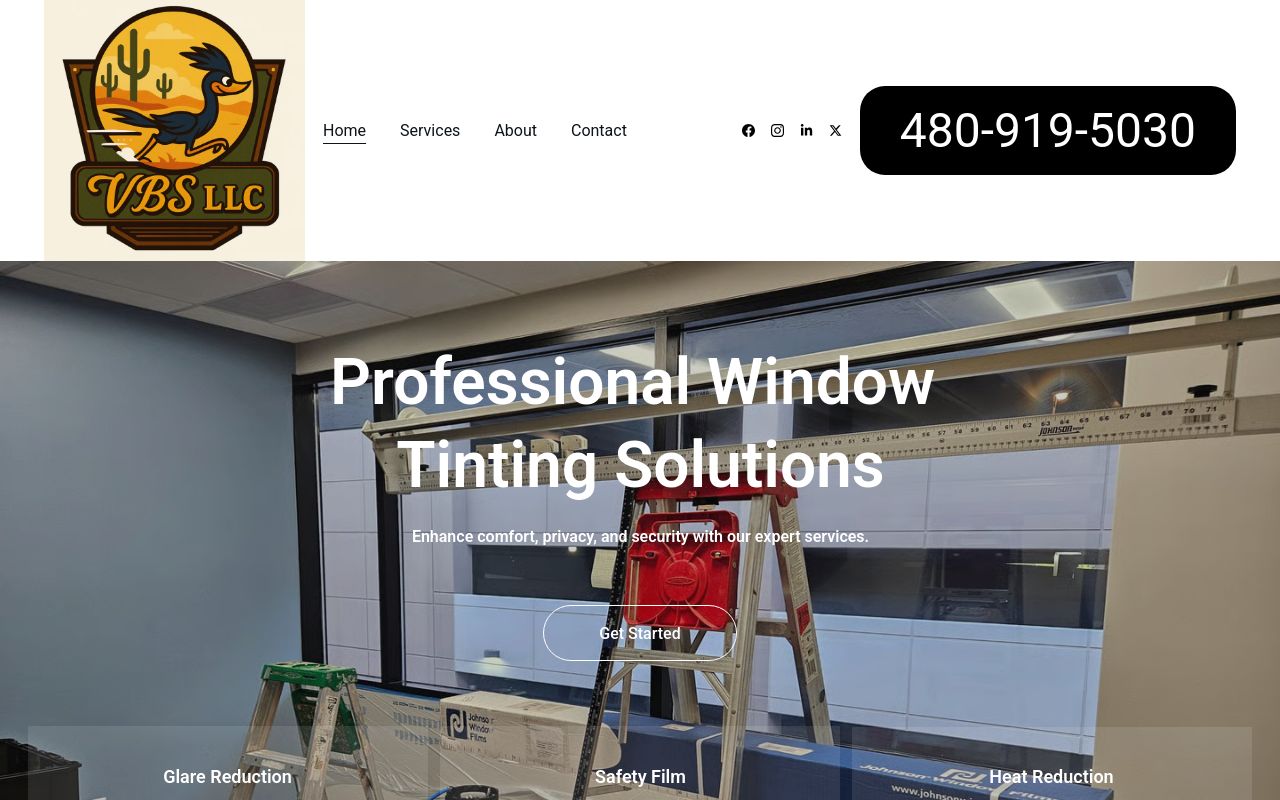 Homepage of VBS LLC's website