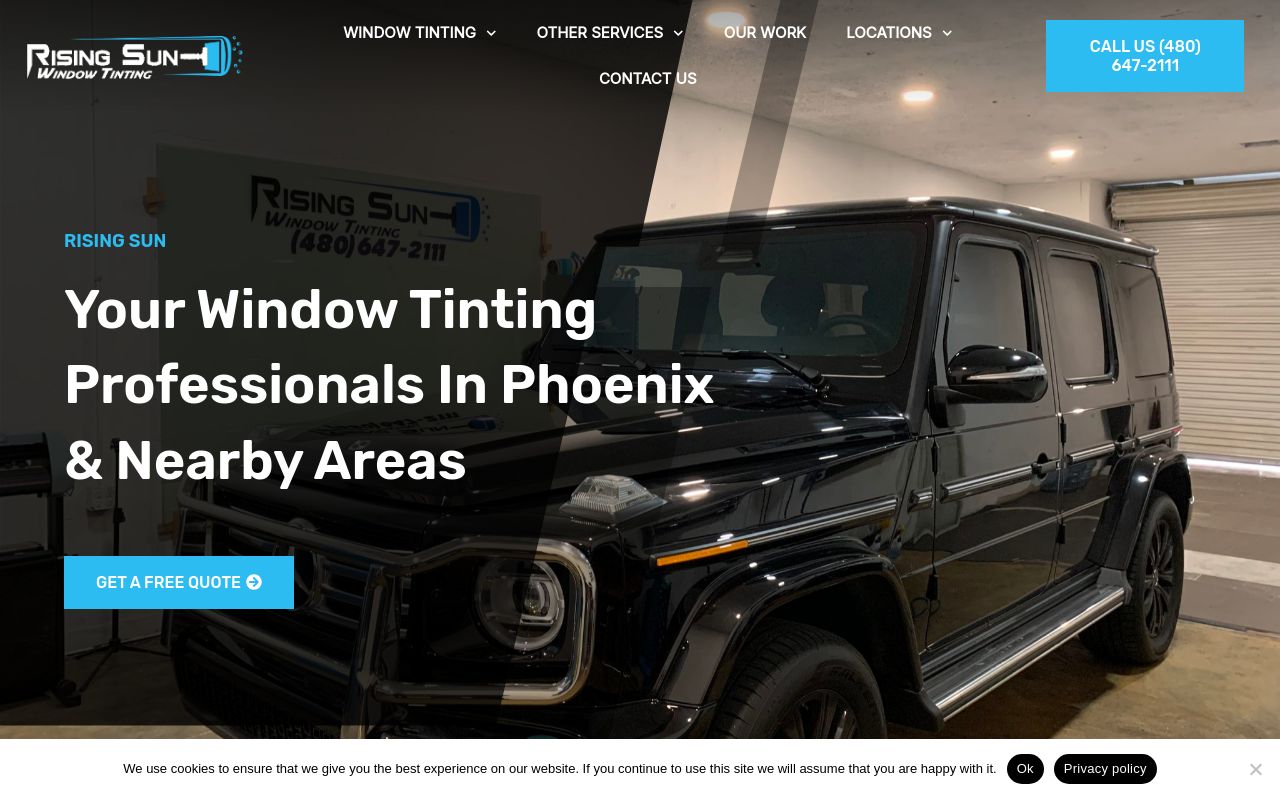 Homepage of Rising Sun Window Tinting's website