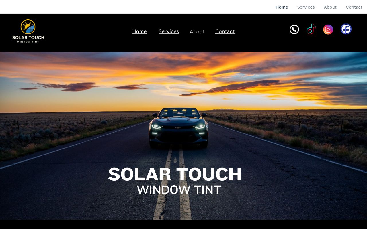 Homepage of Solar Touch Window Tint's website