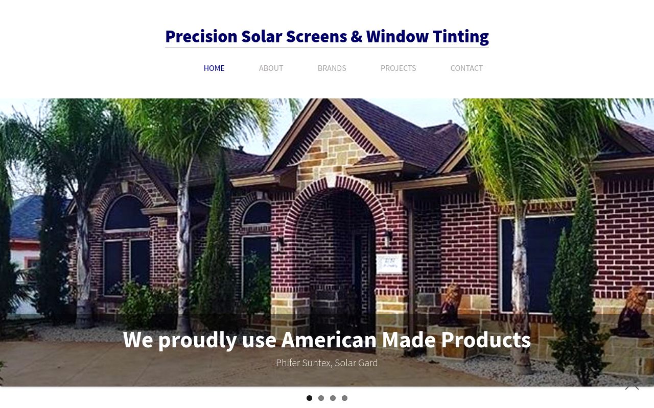 Homepage of Precision Solar Screens & Window Tint's website