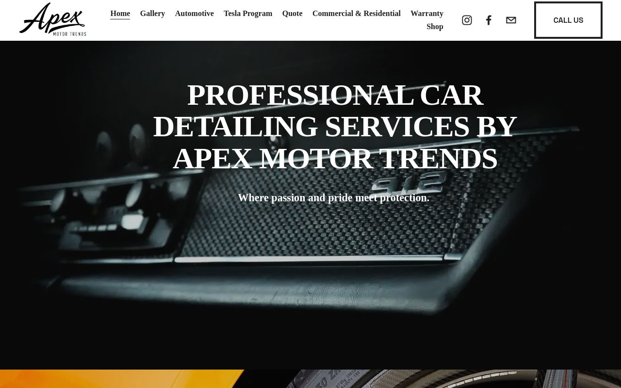 Homepage of Apex Motor Trends's website