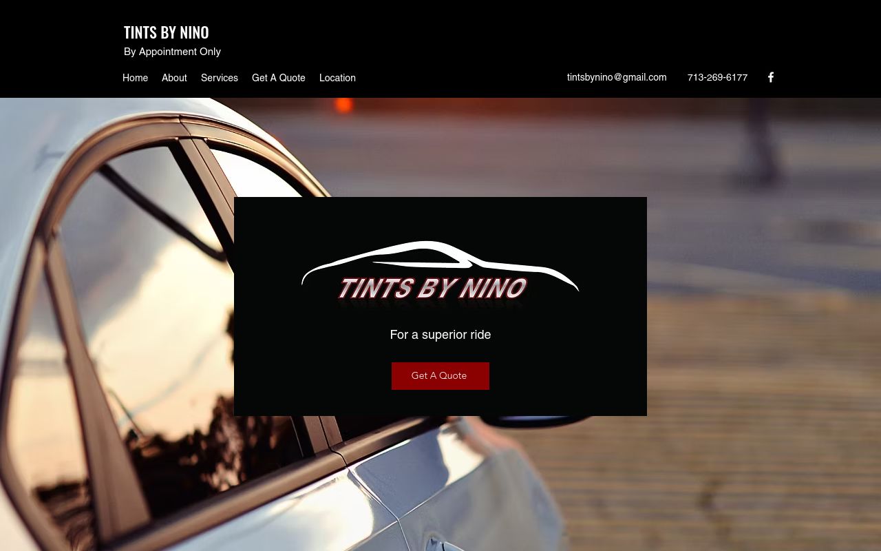 Homepage of Tints By Nino's website