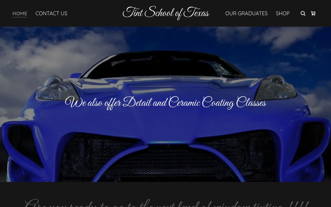 Homepage of Tint Schools of Texas's website