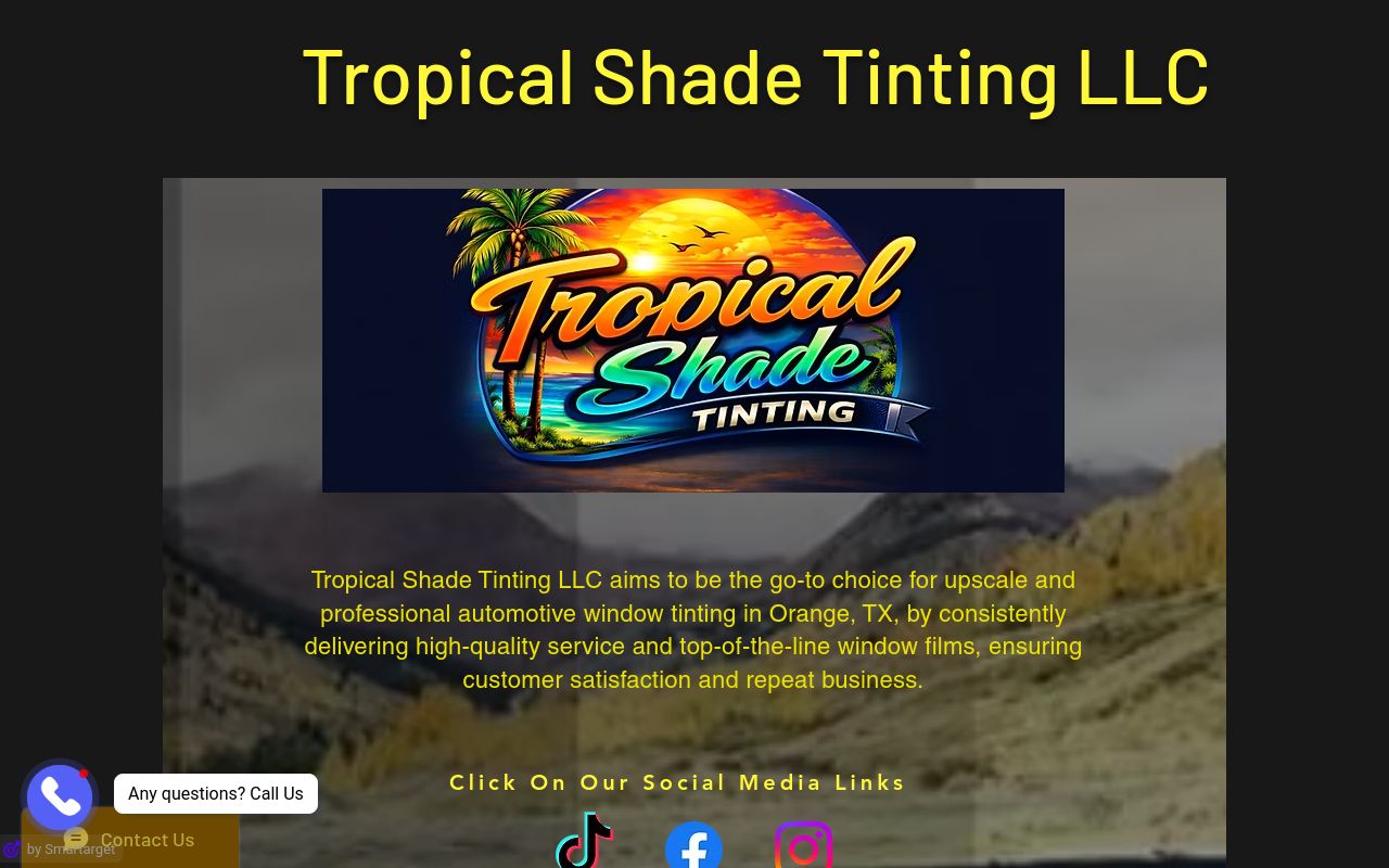 Homepage of Tropical Shade Tinting's website