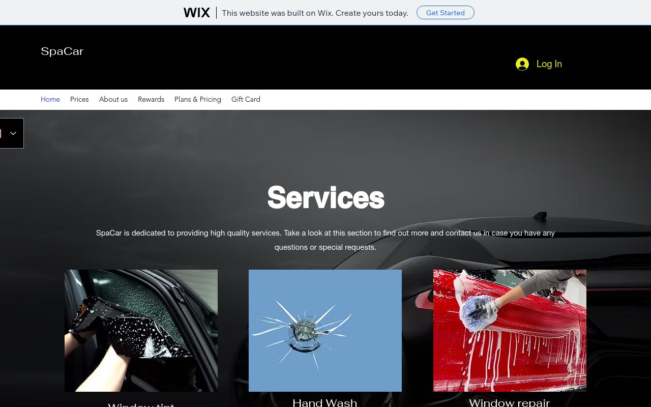 Homepage of SpaCar's website