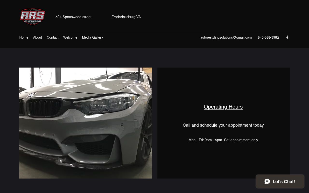 Homepage of Auto Restyling Solutions's website