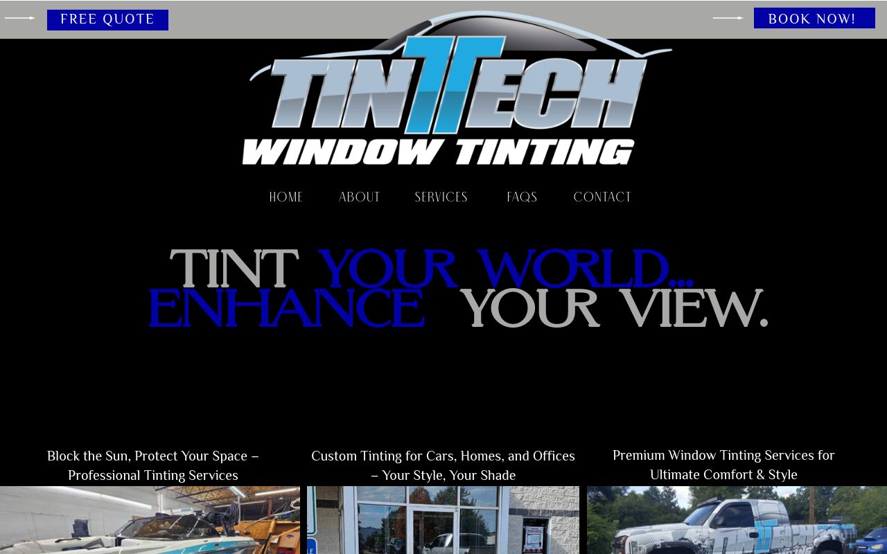 Homepage of Tint Tech Professional Window Tinting's website