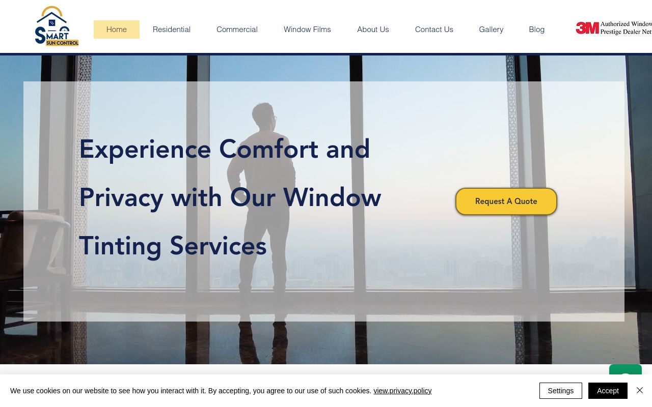 Homepage of Smart Sun Control's website
