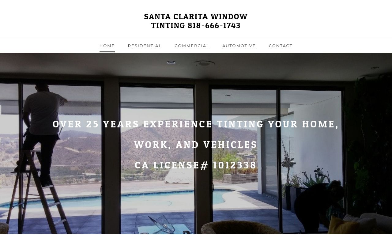 Homepage of Santa Clarita Window Tinting's website