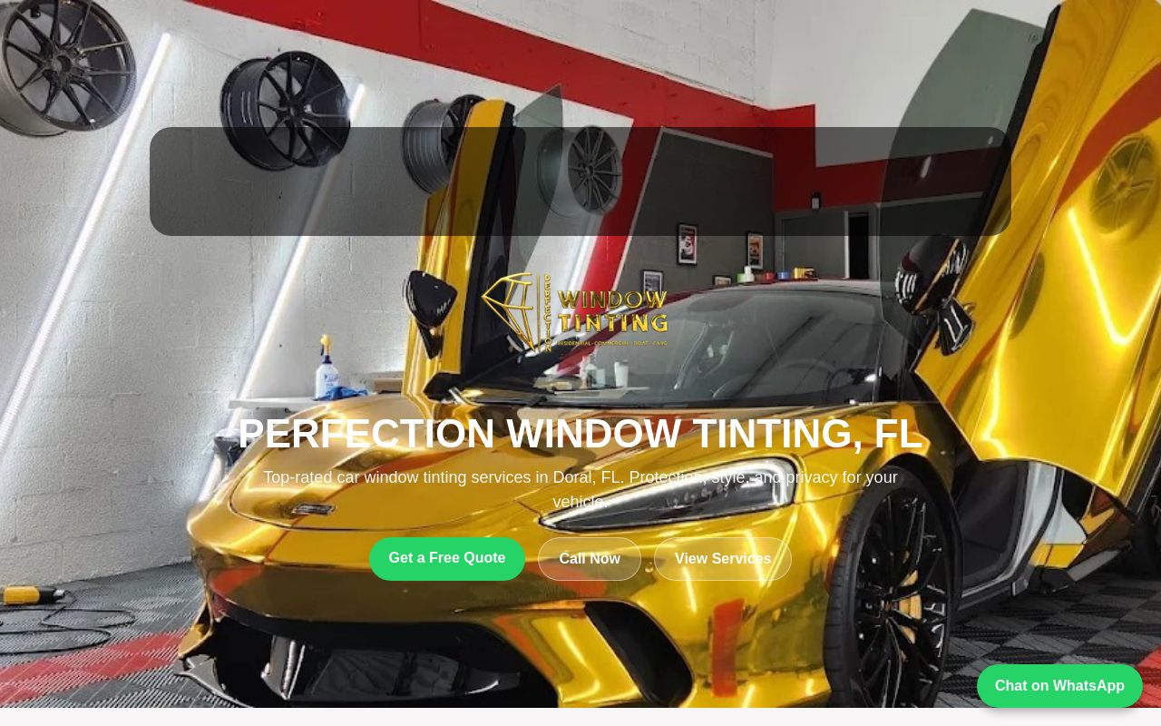 Homepage of PERFECTION CAR WINDOW TINTING INC's website