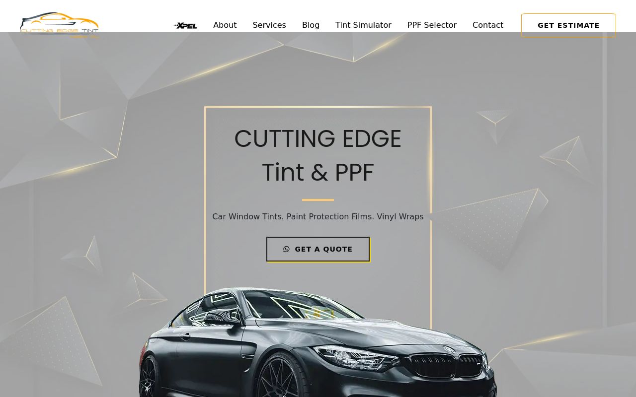Homepage of Cutting Edge Tint's website
