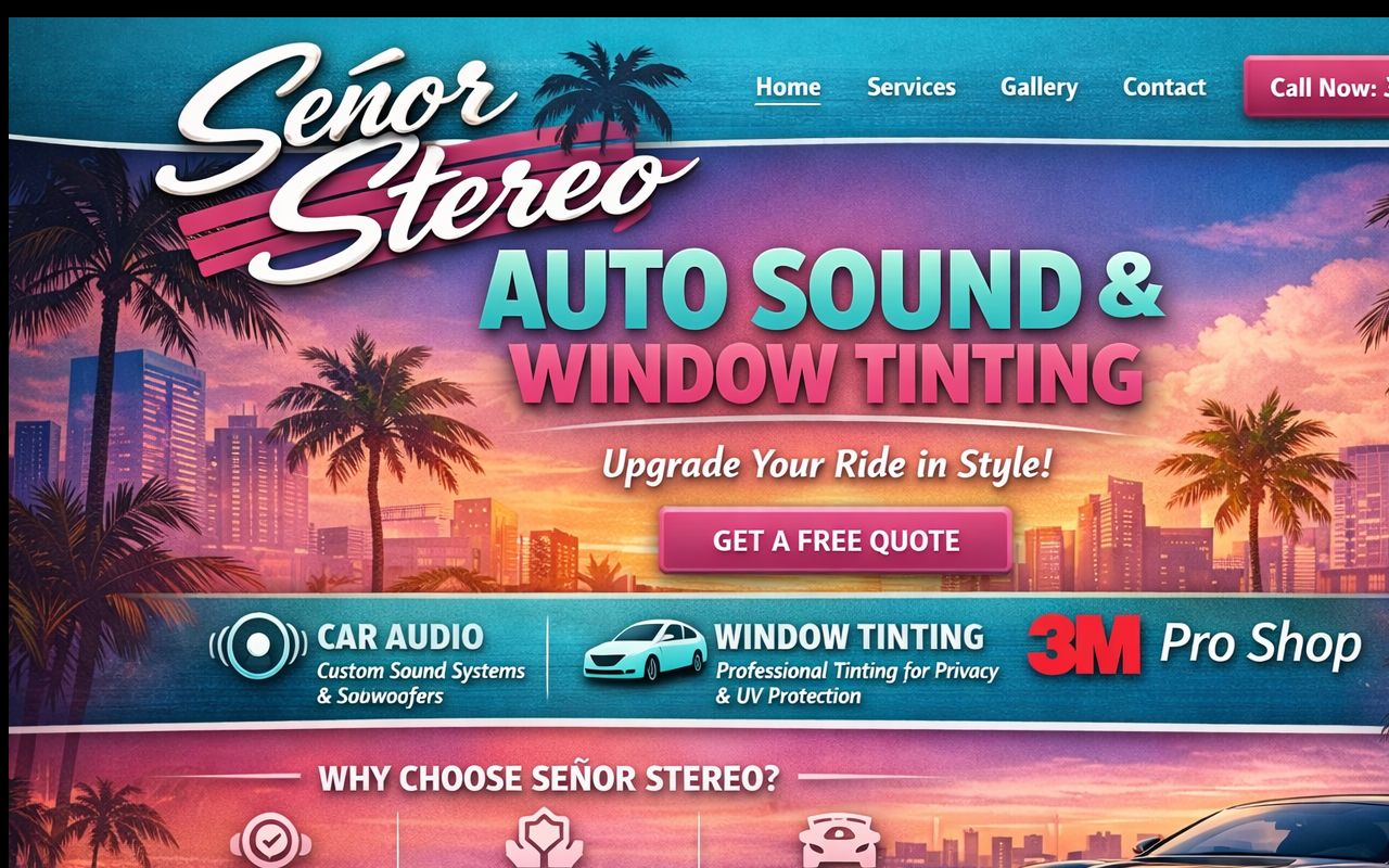 Homepage of Senor Stereo Inc's website