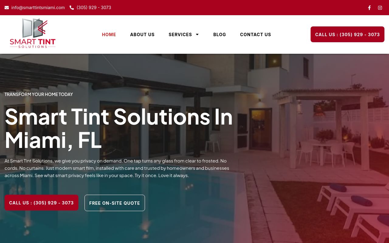 Homepage of Smart Tint Solutions's website