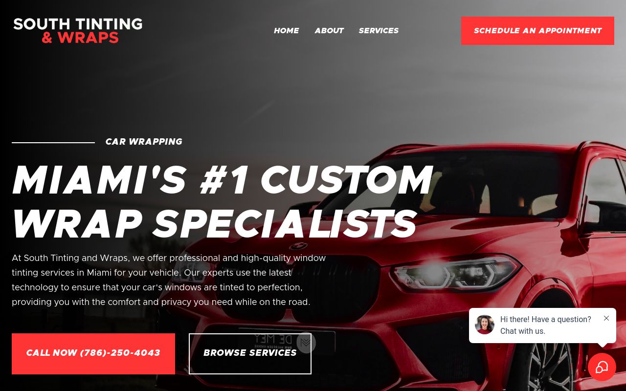 Homepage of South Tinting and Wraps's website