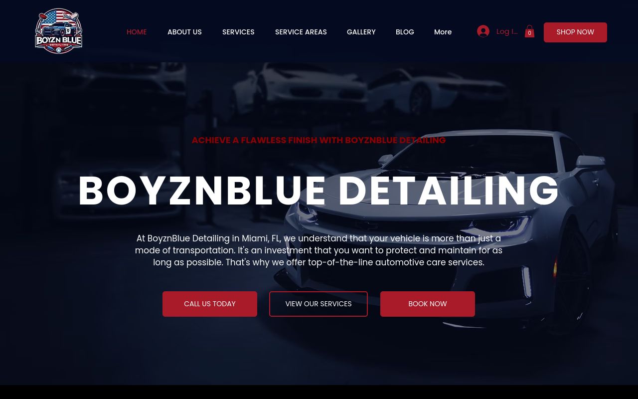 Homepage of Boyz N Blue Detailing's website