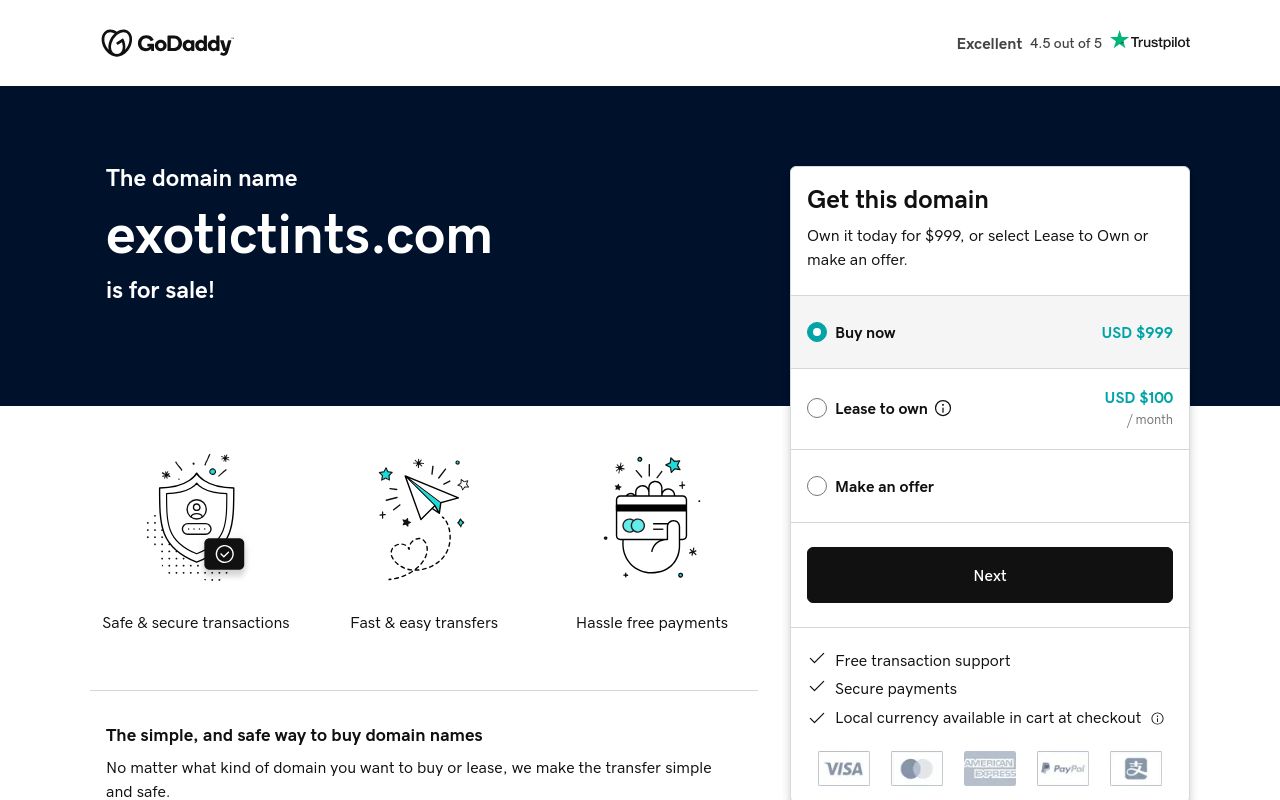 Homepage of Exotic Tints's website