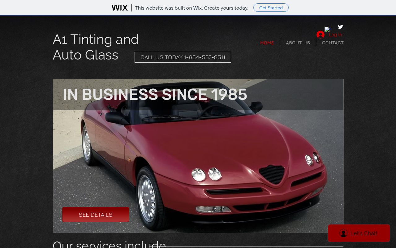 Homepage of A-1 Tinting and autoglass's website