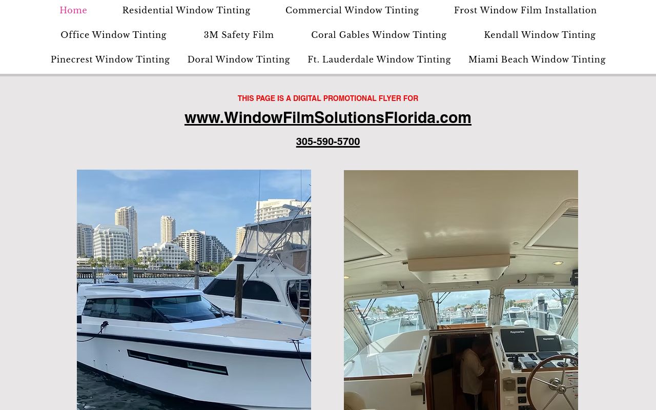 Homepage of 3M Marine Window Tinting's website