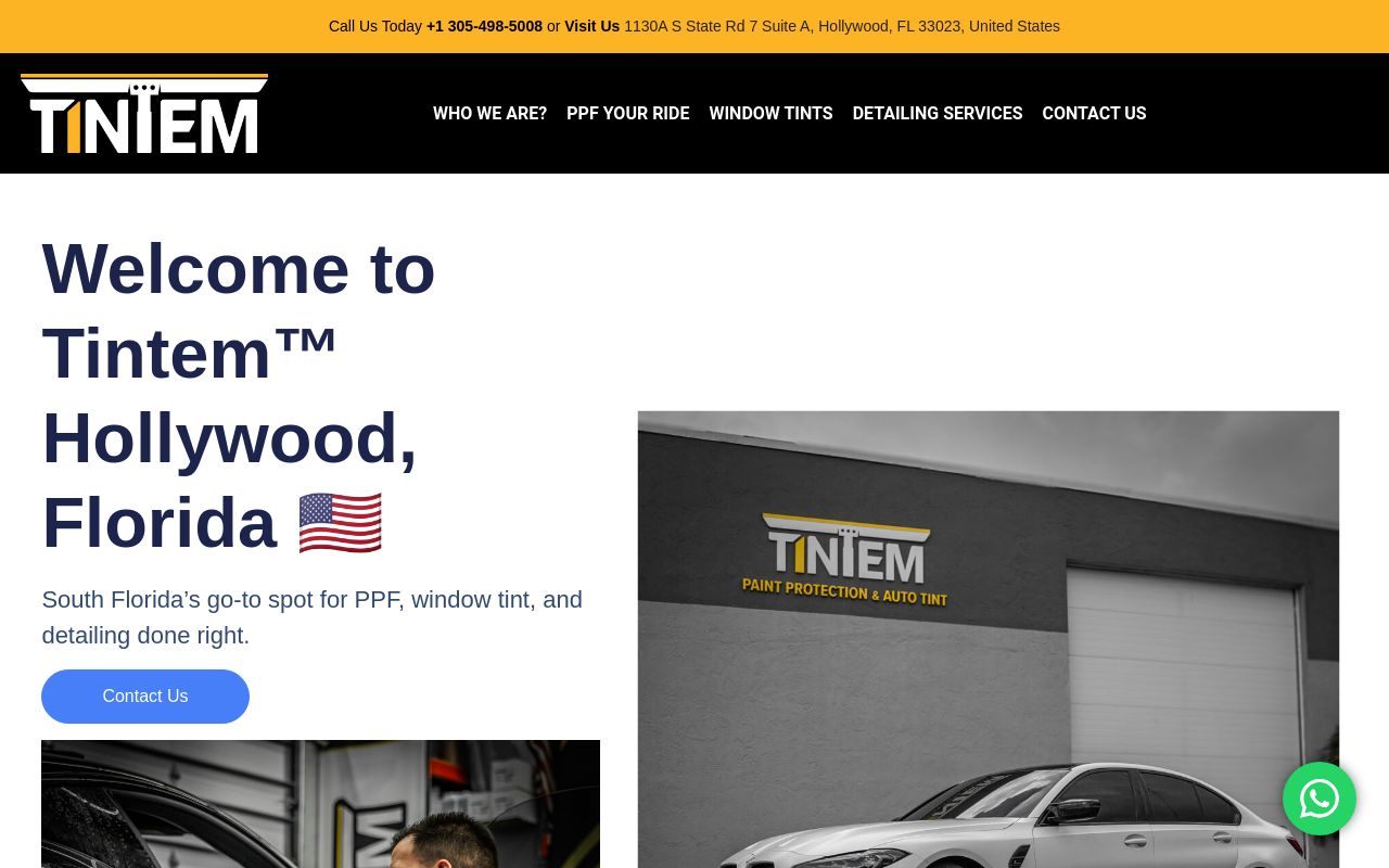 Homepage of Tintem Paint Protection Film & Automotive Tint's website
