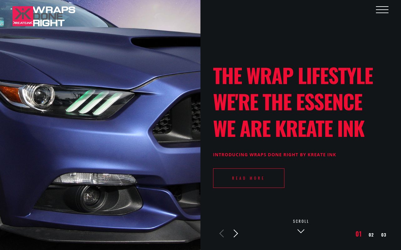 Homepage of Kreate Ink, Inc.'s website