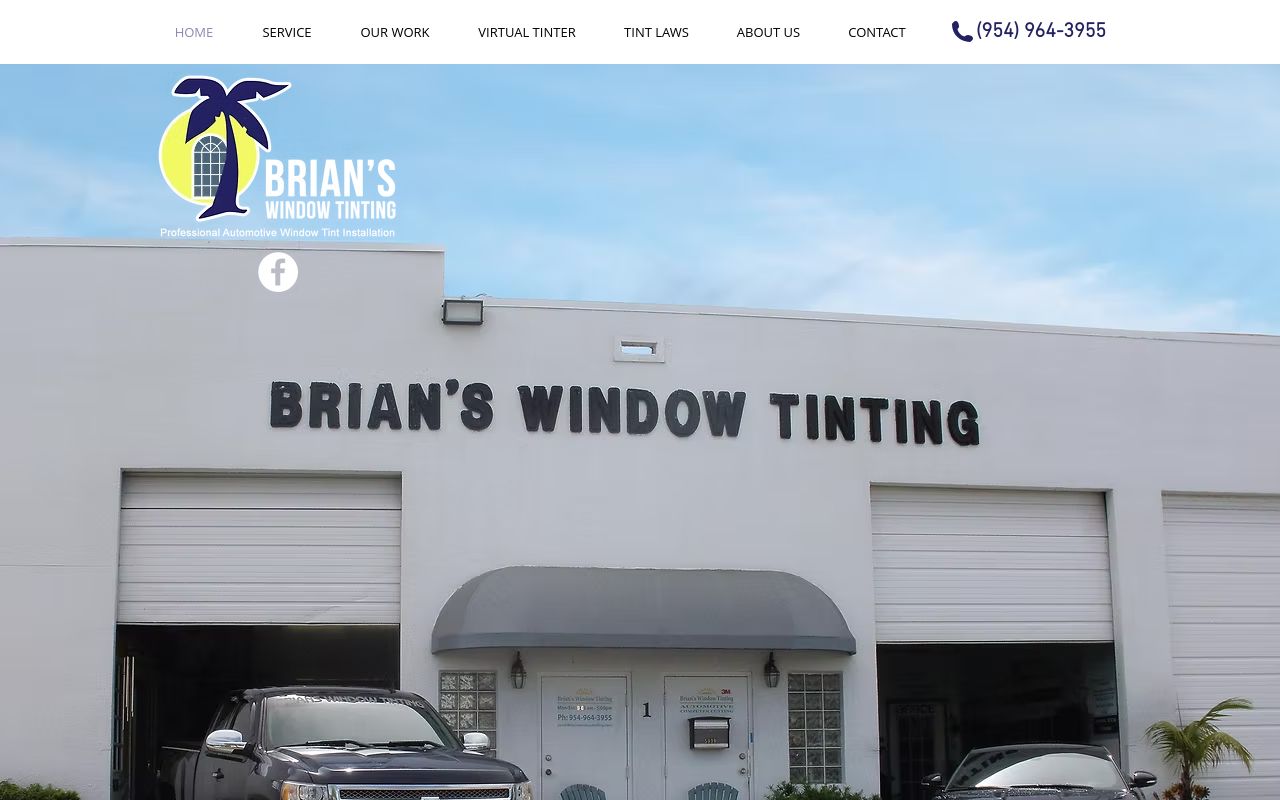 Homepage of Brian's Window Tinting's website