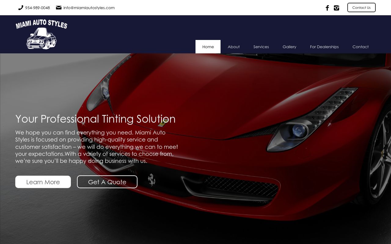 Homepage of Miami Auto Styles Inc's website