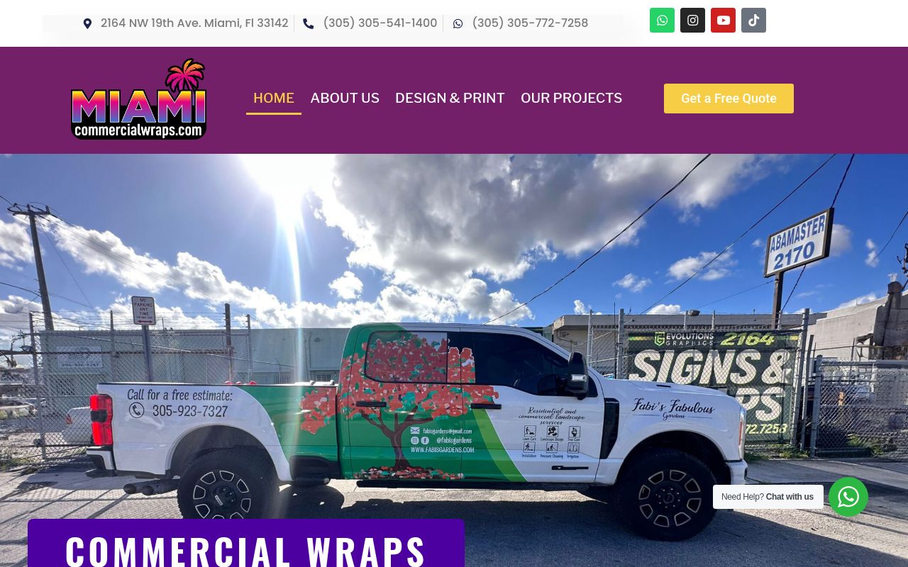 Homepage of 2164 Signs & Printing's website