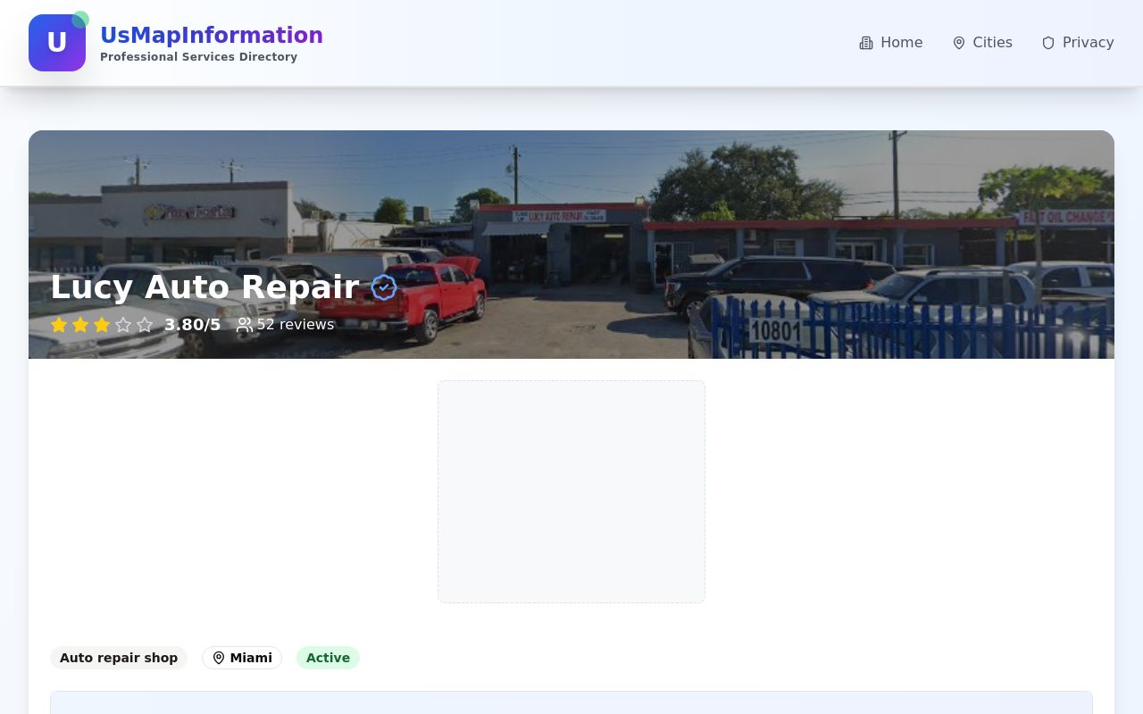 Homepage of Lucy Auto Repair's website