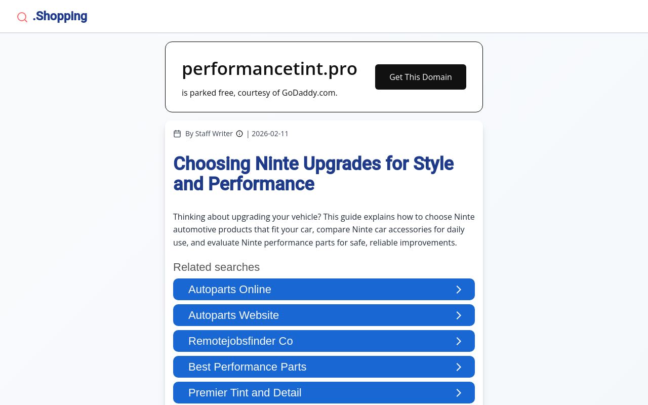 Homepage of Performance Tint's website