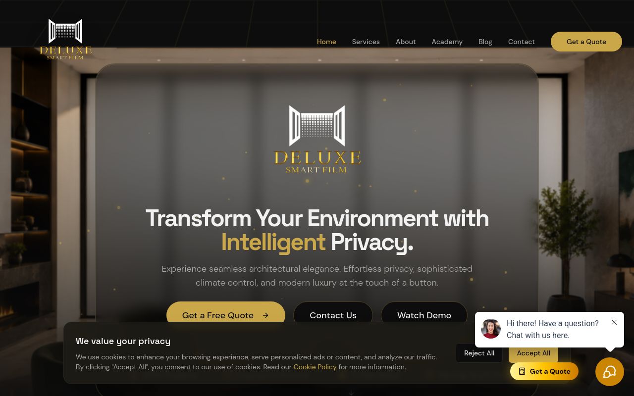 Homepage of Deluxe Smart Film - Smart Glass - Smart Film's website